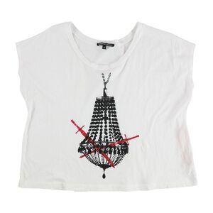 Foreign Season Womens Chandelier Sword Graphic T-Shirt, White, NWT